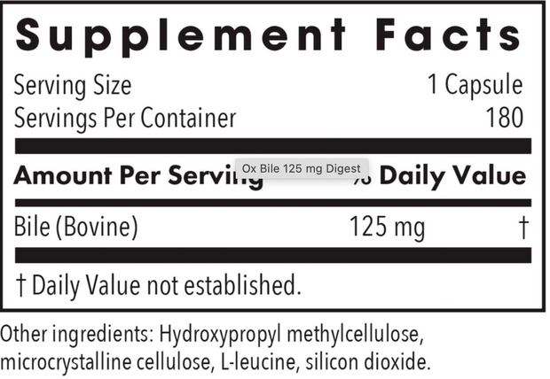 Ox Bile 125 mg Digest