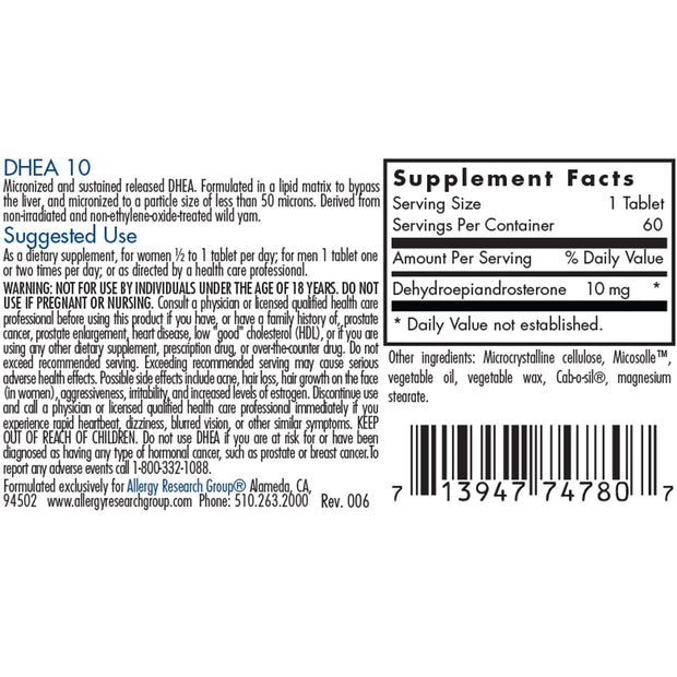 DHEA 10mg (Sustained Released and Micronized)