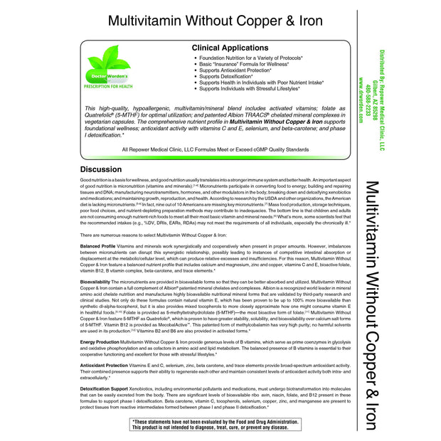 Multivitamin Without Copper & Iron